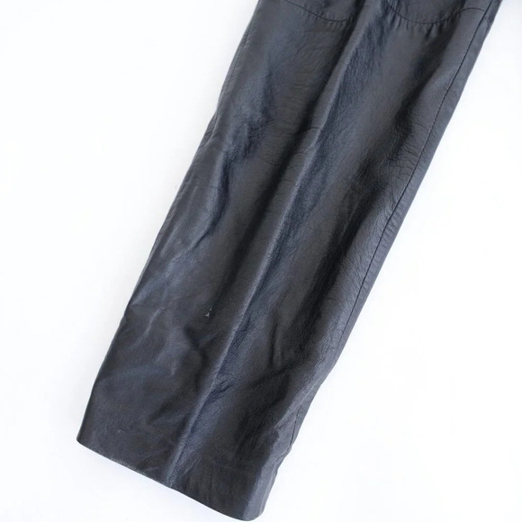 Vintage The Ole  Hide House Black Leather Straight Leg Pants Size 6 - Picture 4 of 11